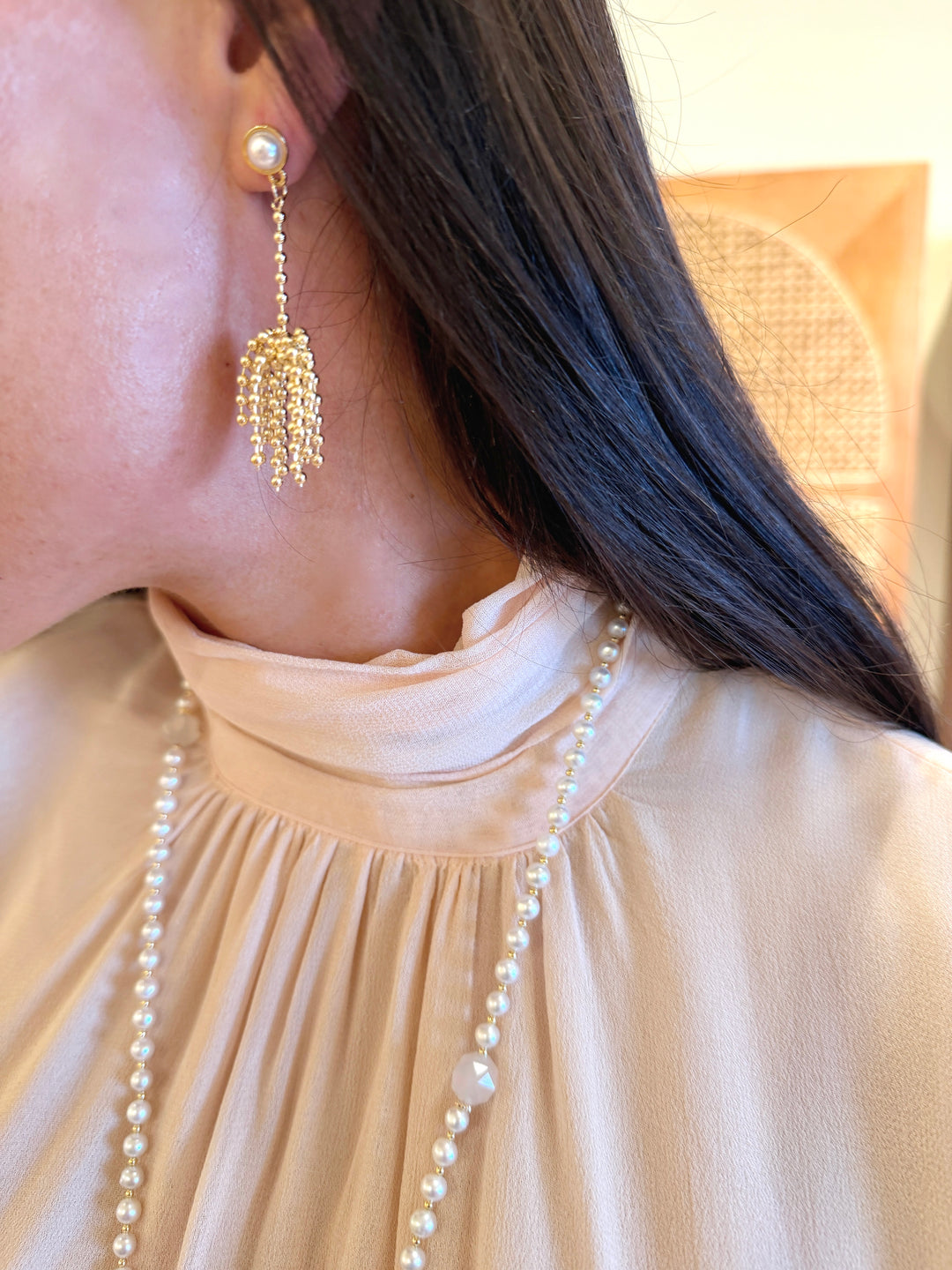 Romantic Style Gold Tone Tassel Earring SE028