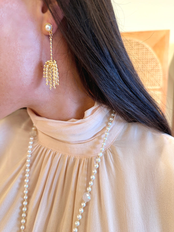 Romantic Style Gold Tone Tassel Earring SE028