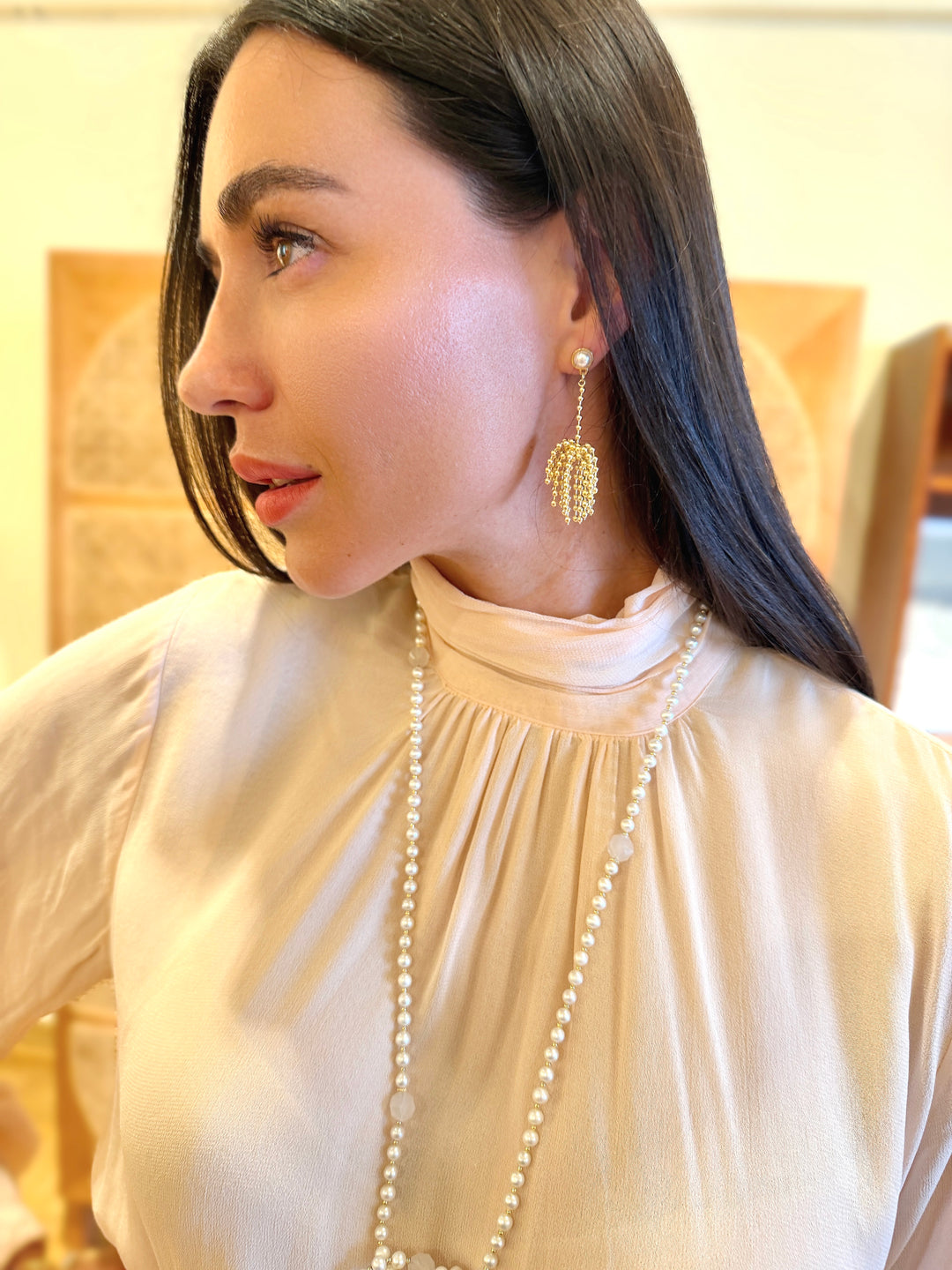 Romantic Style Gold Tone Tassel Earring SE028