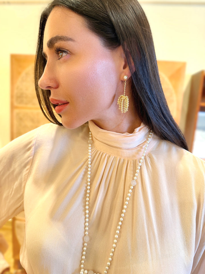 Romantic Style Gold Tone Tassel Earring SE028