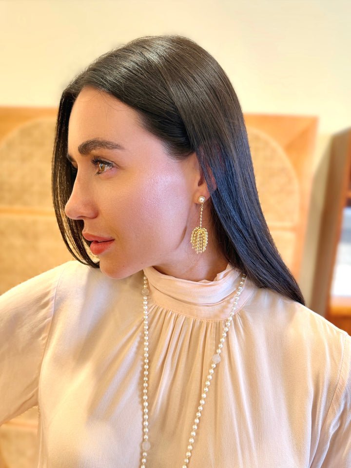 Romantic Style Gold Tone Tassel Earring SE028
