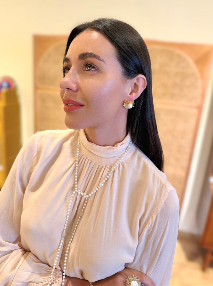 Freshwater Pearl And White Agate With Tassel Open End Long Necklace SN045
