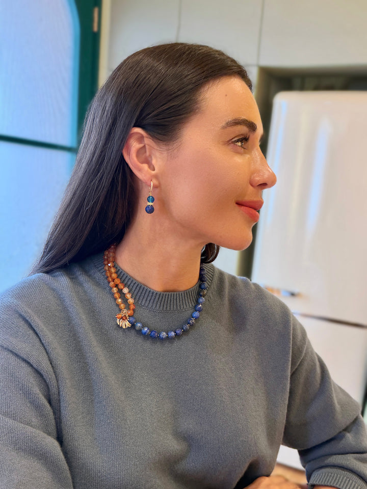 Blue Lapis And Agate Earrings SE014