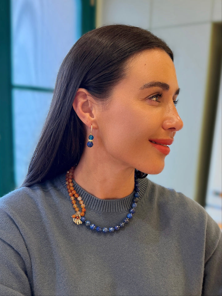 Blue Lapis And Agate Earrings SE014