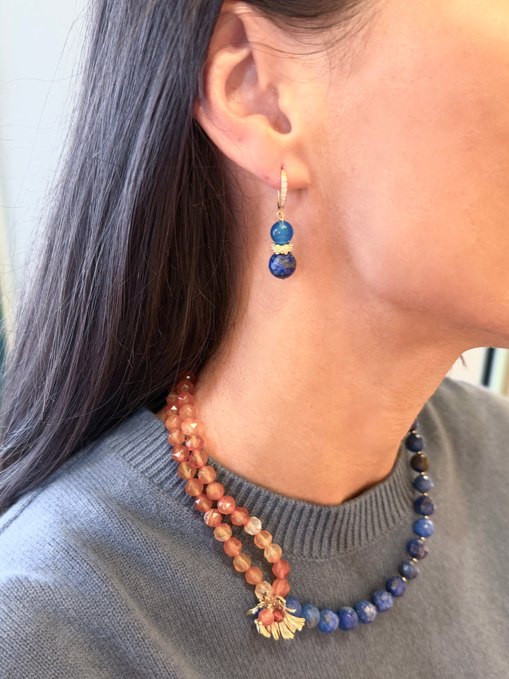 Blue Lapis And Agate Earrings SE014