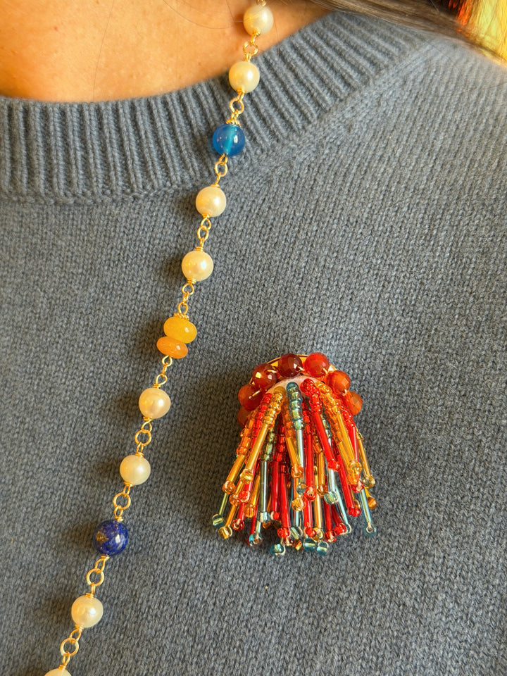 Firework Shaped Handcrafted Rainbow Color Brooch SP005