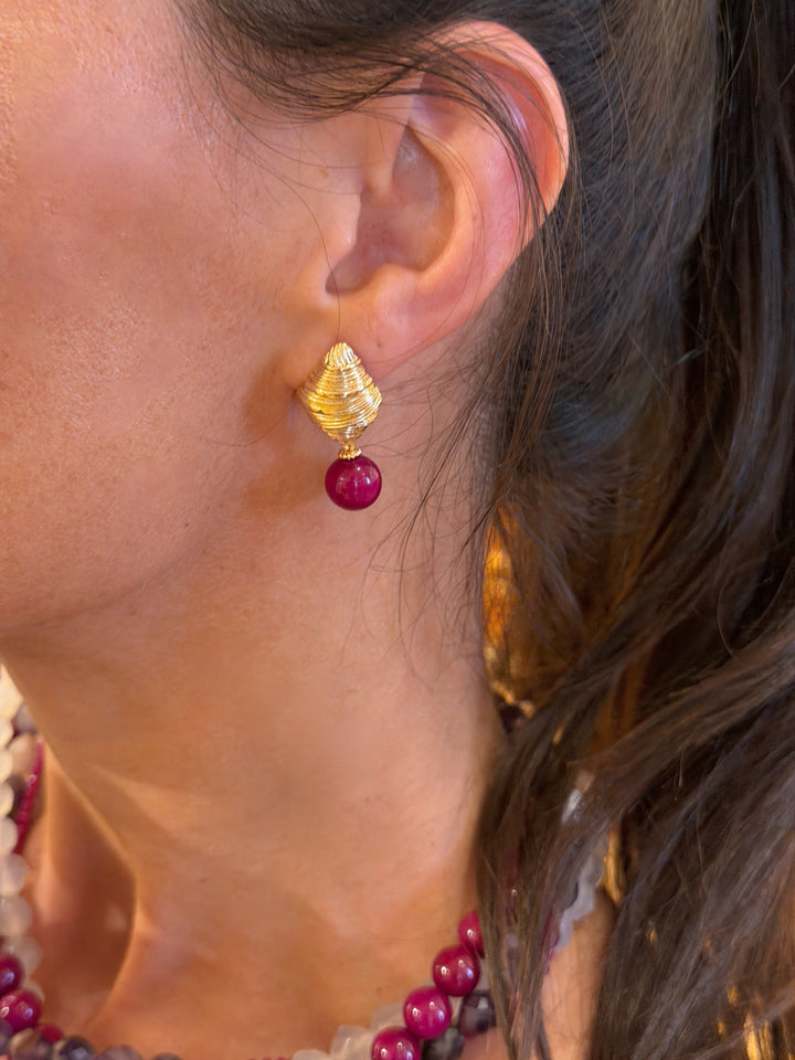 Sugilite Dangle Gold Stud Earrings SE007