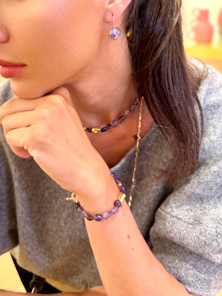 Irregular Amethyst Minimalist Bracelet SB005