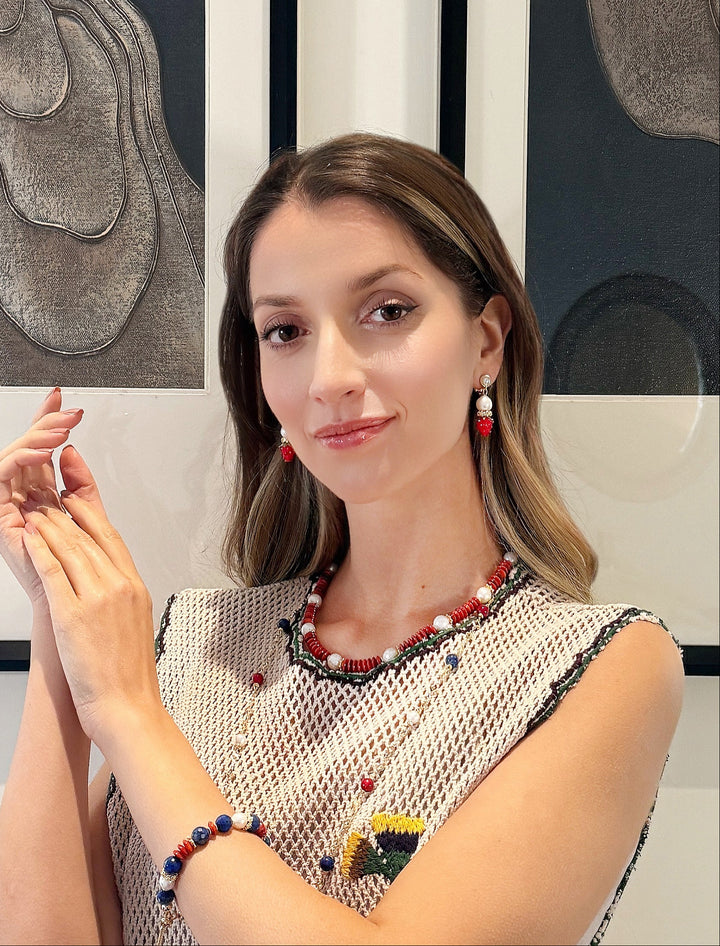 Raspberry With Freshwater Pearls Clip On Earrings RE026