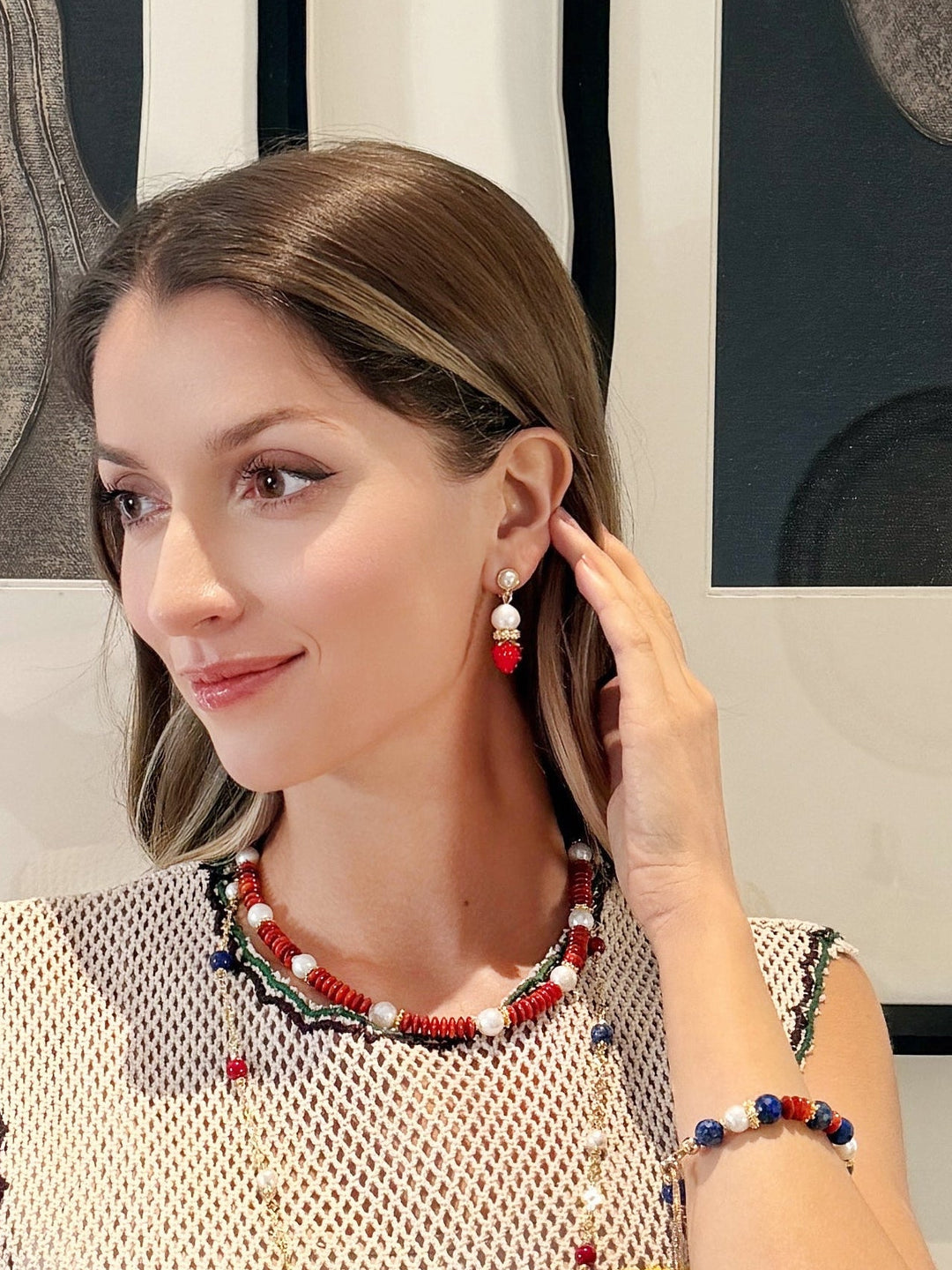 Raspberry With Freshwater Pearls Clip On Earrings RE026