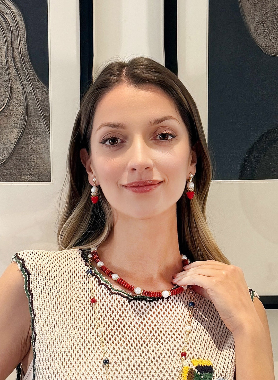 Raspberry With Freshwater Pearls Clip On Earrings RE026