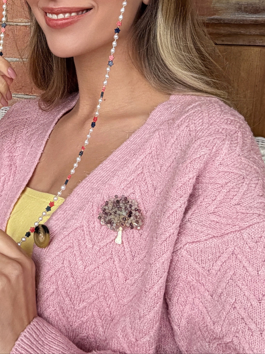 Tree Shape Handcrafted Fluorite Brooch RP002