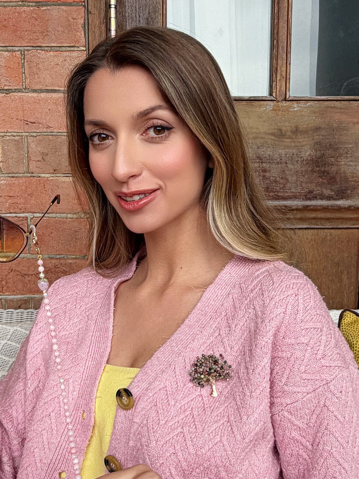 Tree Shape Handcrafted Tourmaline Brooch RP004