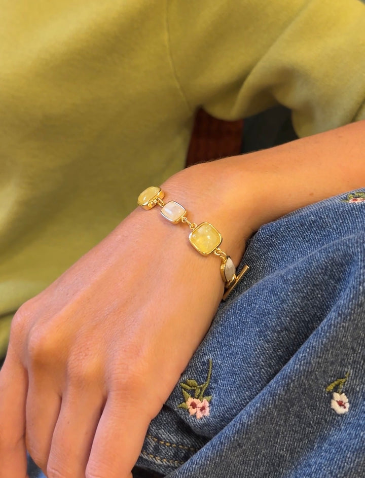 Prehnite And White Noonstone Charms Bracelet SB018