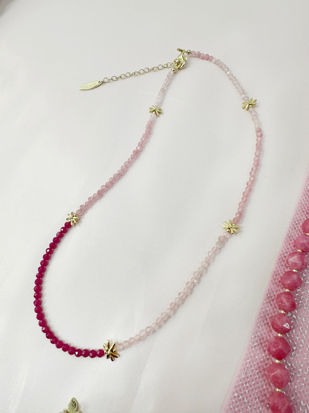 Red Ruby And Pink Opal Color Matching Necklace LN001