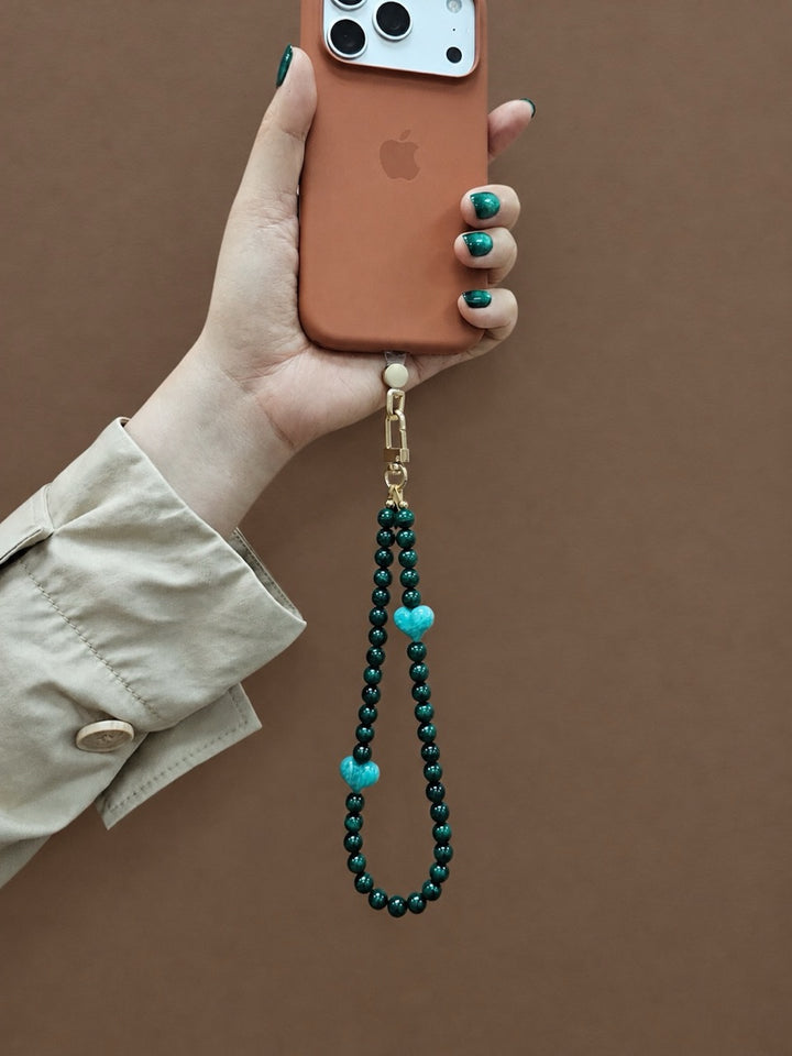Malachite With Amazonite Heart Phone Strap PC120
