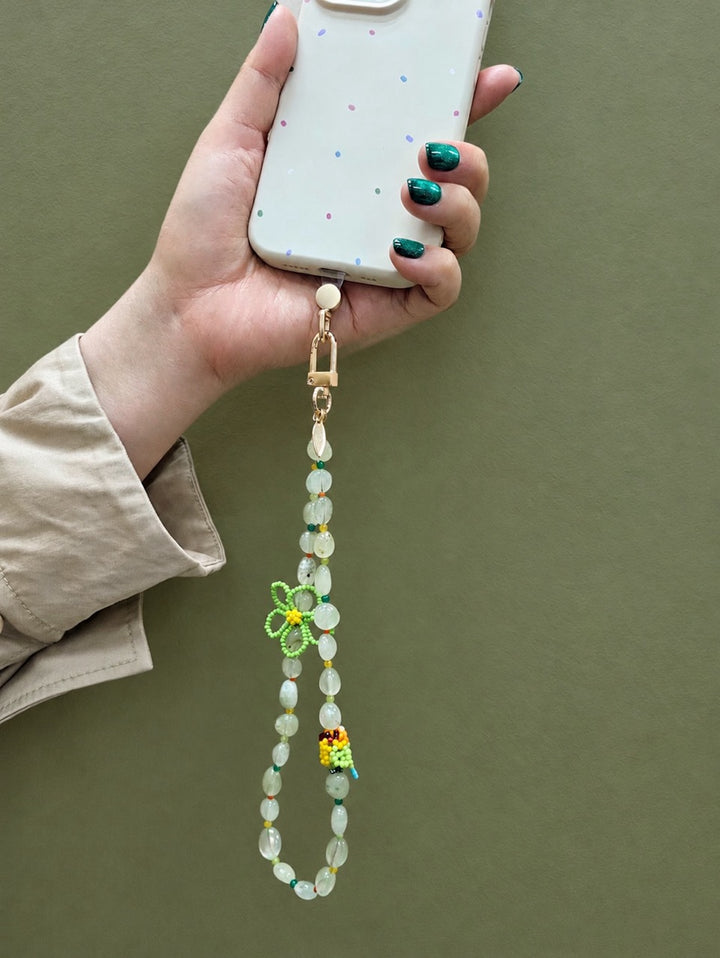 Handcrafted Bird Natural Prehnite Phone Strap PC123
