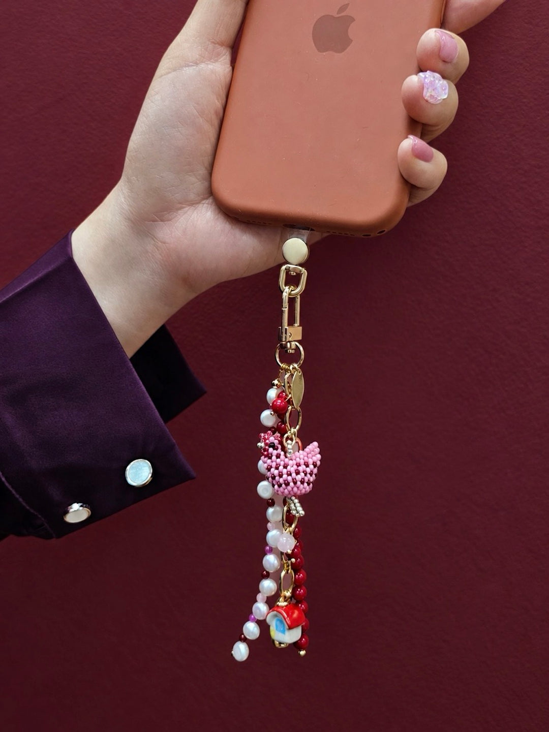 Farm Story Chicken House Coral Pearl Phone Strap / Bag Charm PC105