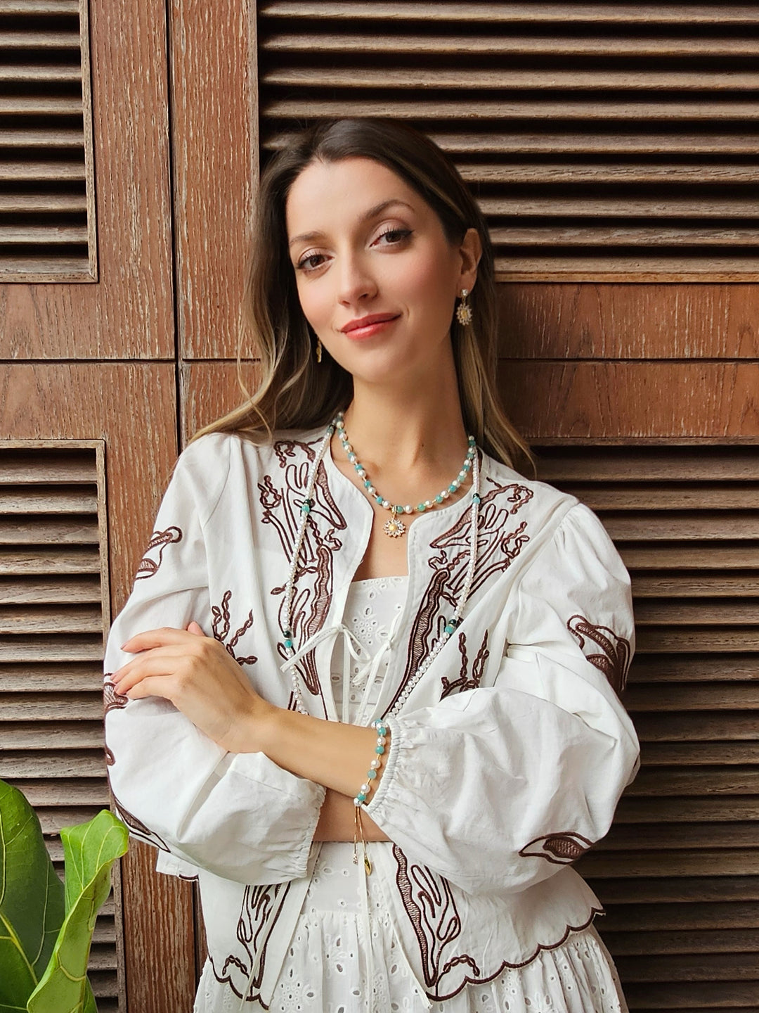 Zircon Daisy Dangle With Pearl Stud Earrings RE002