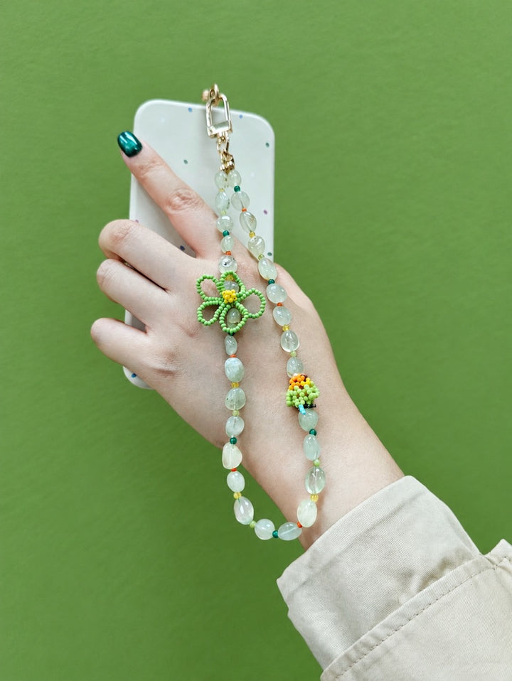 Handcrafted Bird Natural Prehnite Phone Strap PC123