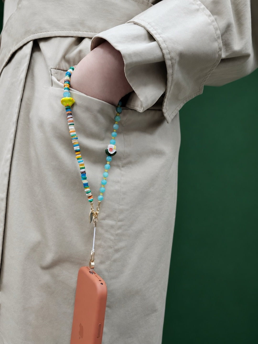 Amazonite Colorful Shell With Mushroom & Ceramic House Phone Strap PC135
