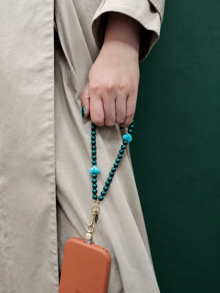 Malachite With Amazonite Heart Phone Strap PC120