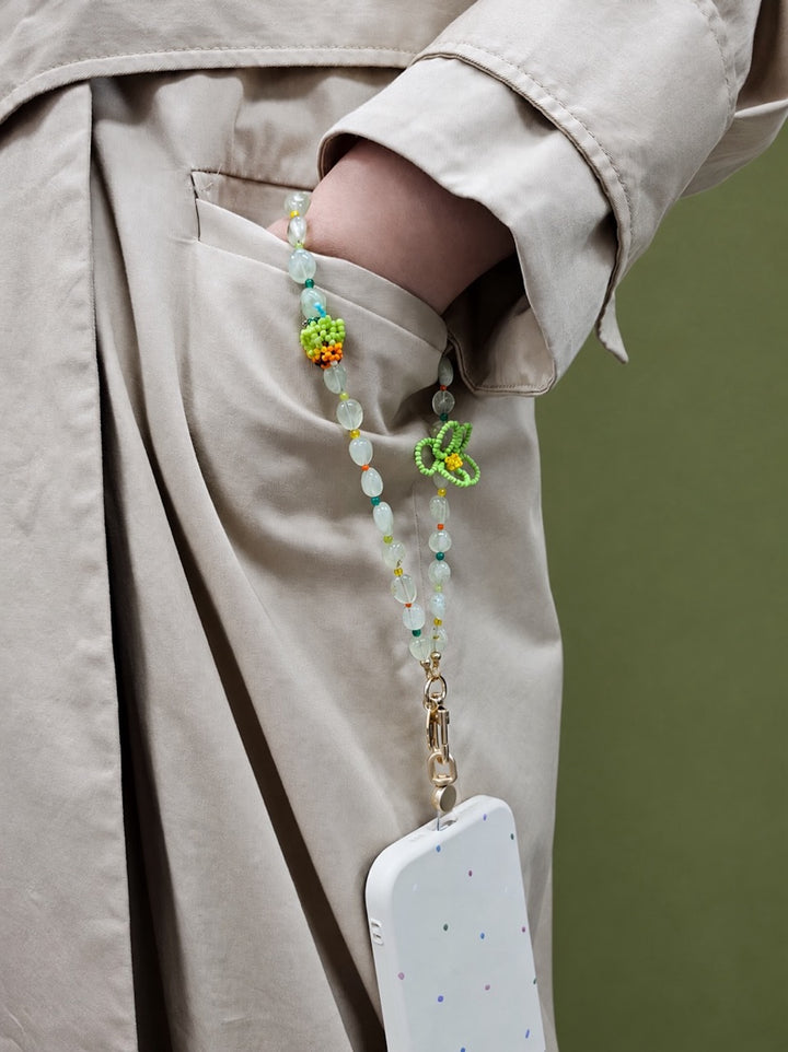 Handcrafted Bird Natural Prehnite Phone Strap PC123