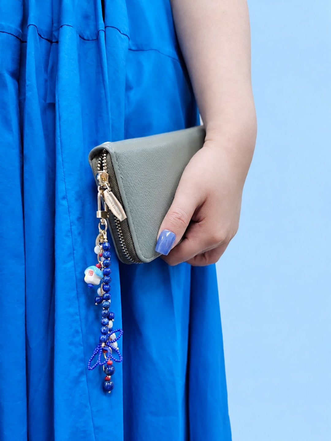 Flower Lapis And Pearls With Ceramic House Charm Phone Strap / Bag Charm PC104