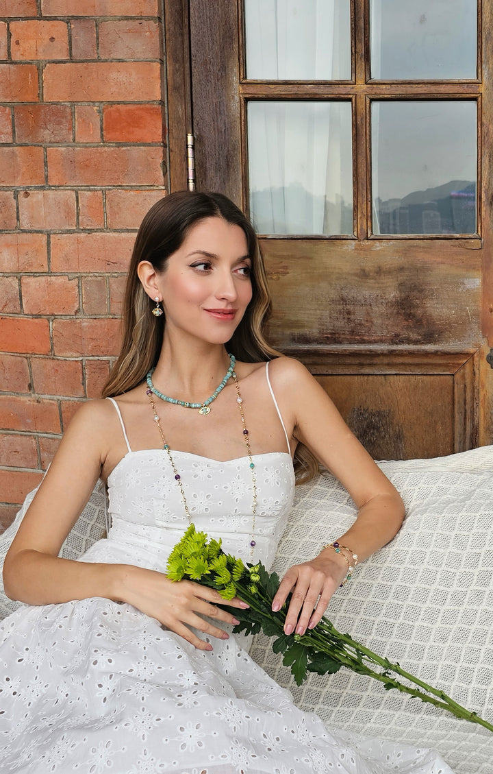 Green Shell With Turkish Evil Eye Pendant Necklace RN003