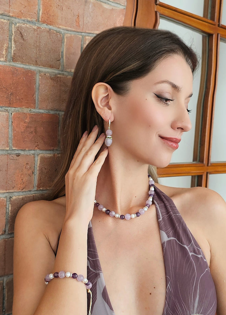 Amethyst Wth Purple Strawberry Earrings RE016