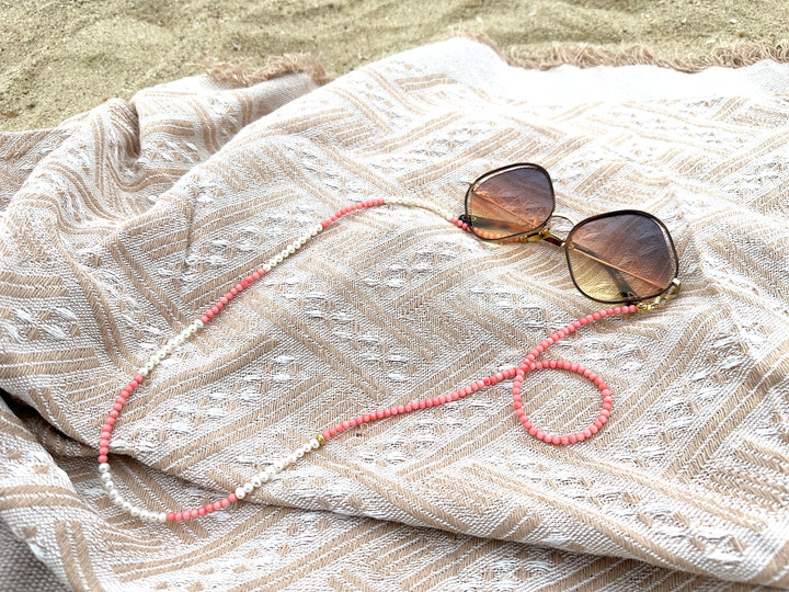 Pink Coral Freshwater Pearls Sunglasses Chain EC001