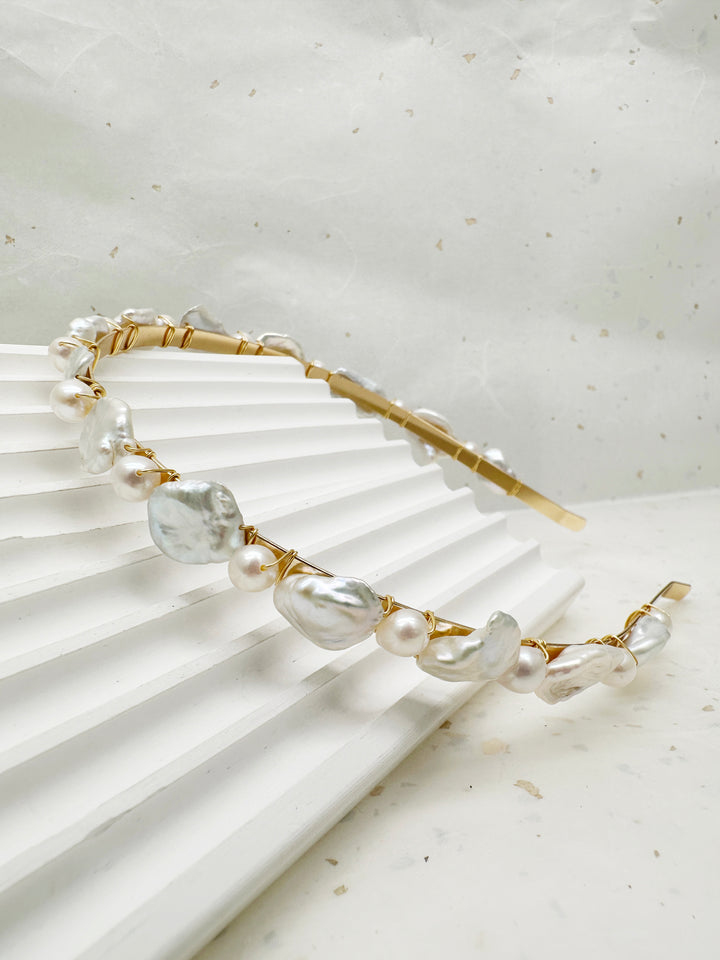 Irregular Freshwater Pearls Handcrafted Hair Band LH002