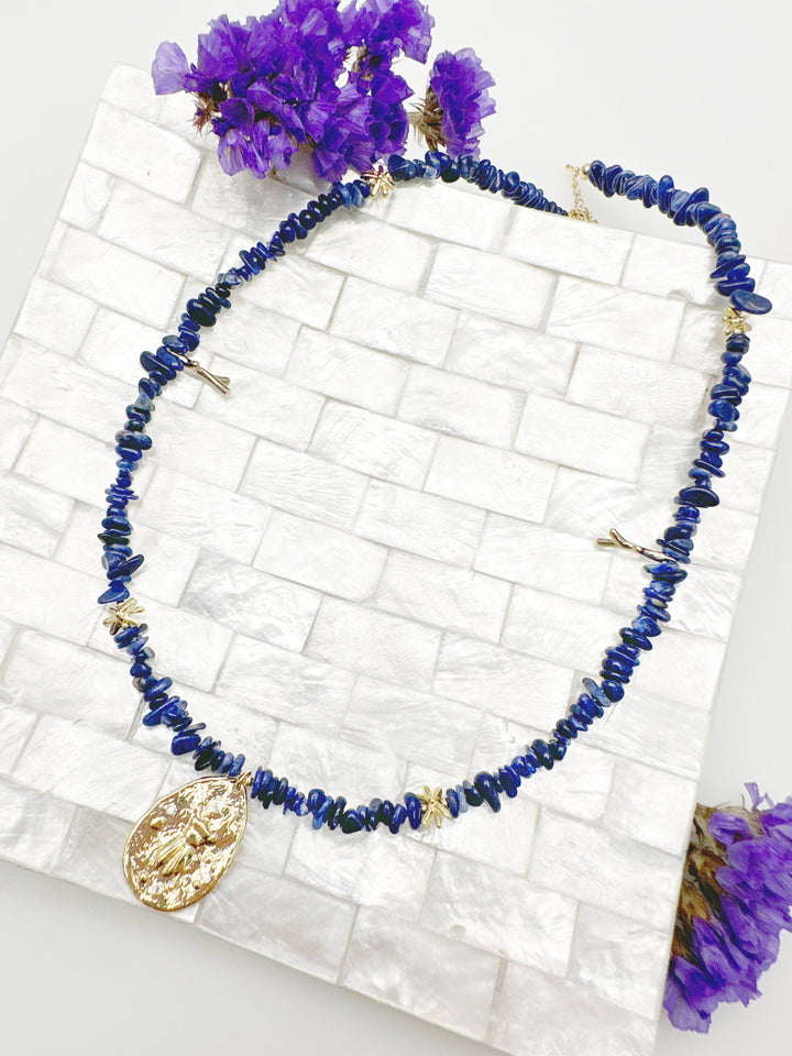 Irregular Sapphire Pendant Necklace LN083