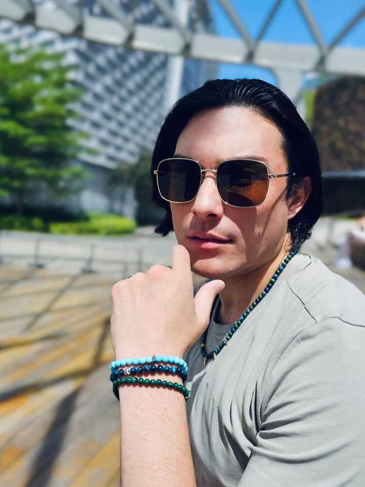 Blue Turquoise Flexible Men's Bracelet MEB19