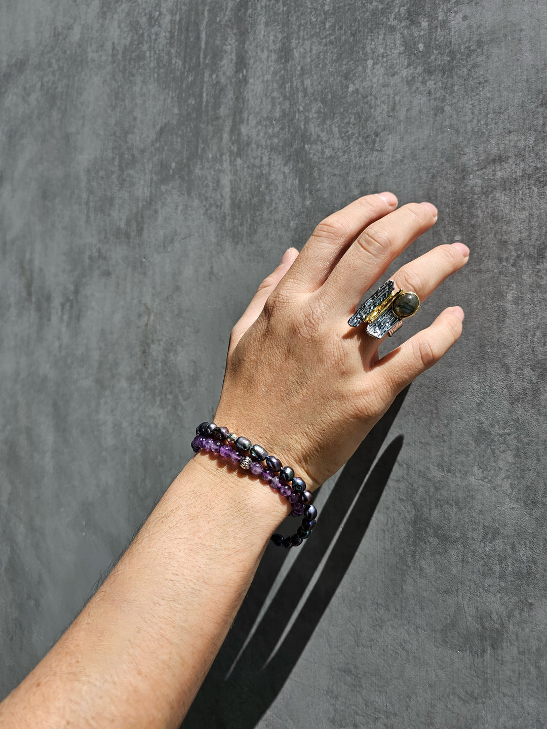 Deep Purple Freshwater Pearls Men's Bracelet MEB02