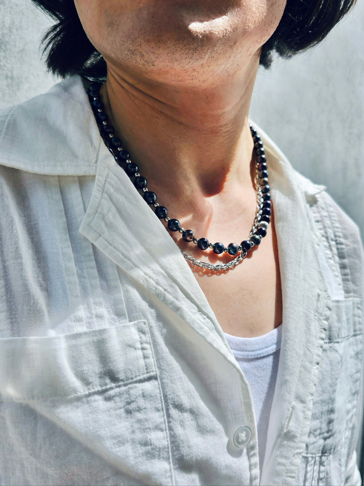 Deep Purple With Sterling Silver Mens Necklace MEN06