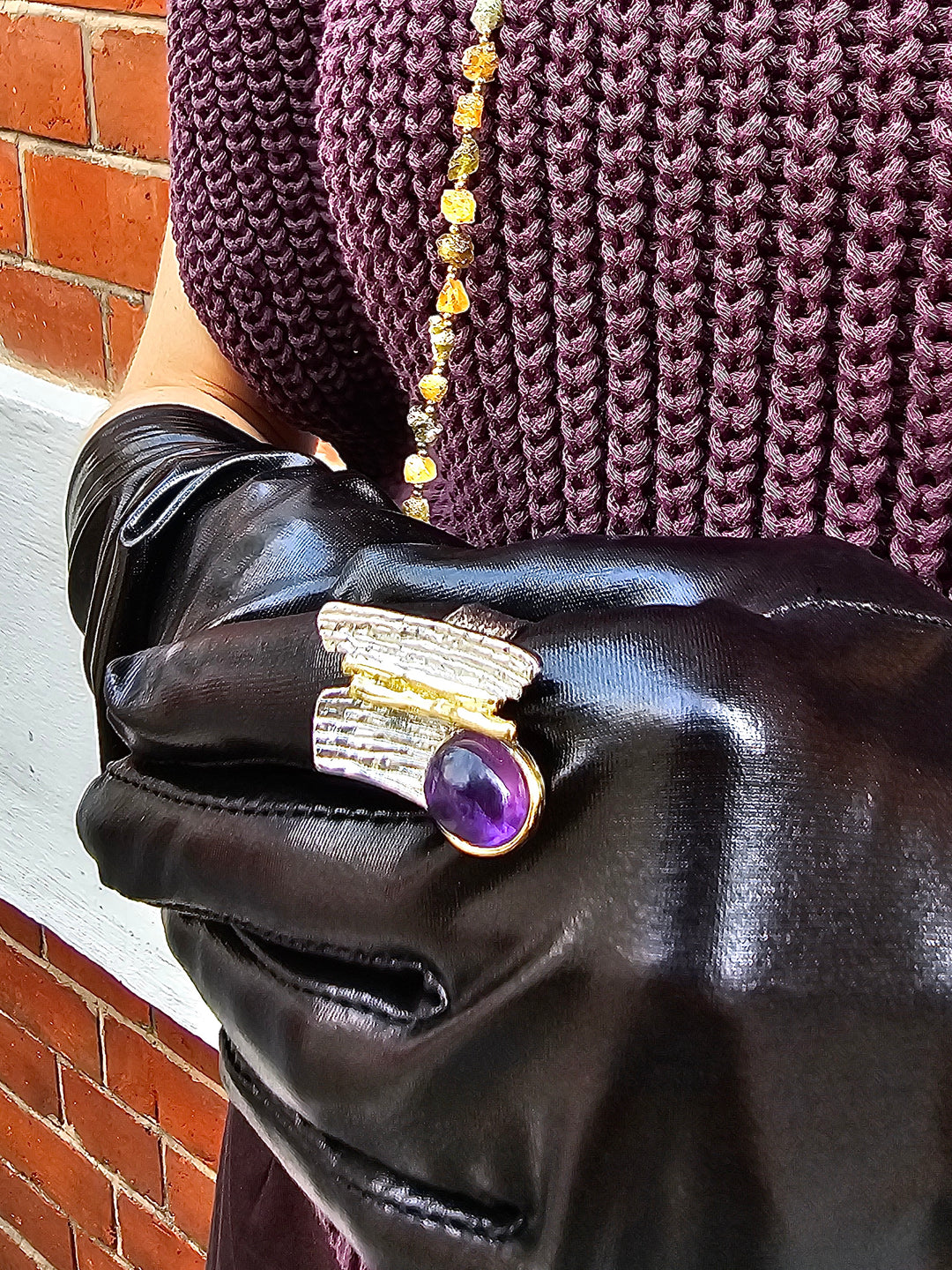 Amethyst Stone Statement Ring NR007