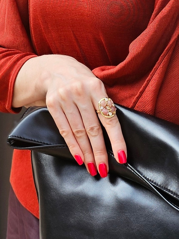 Orange Moonstone Setting Statement Ring NR006