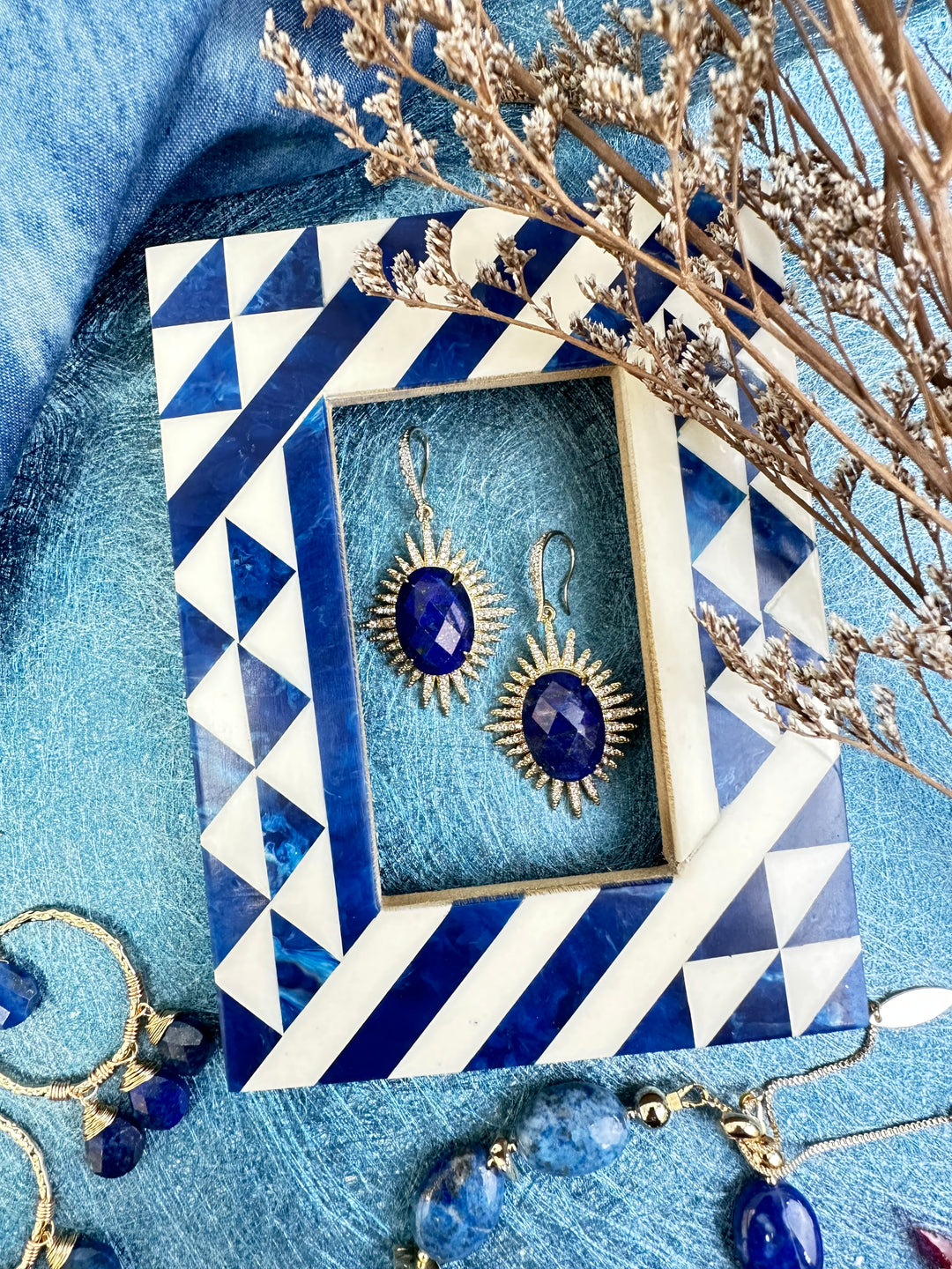 Lapis Statement Earrings KE011 - FARRA