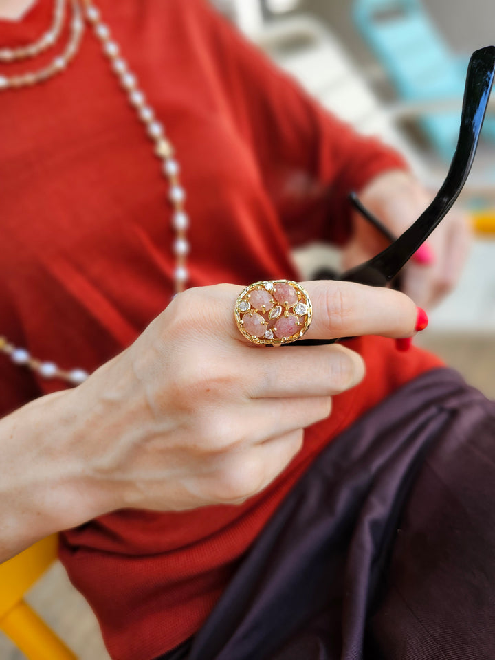 Orange Moonstone Setting Statement Ring NR006