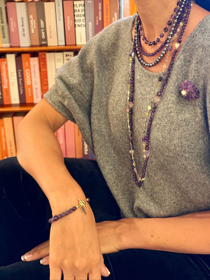 Amethyst With Purple Leaf Bracelet SB006