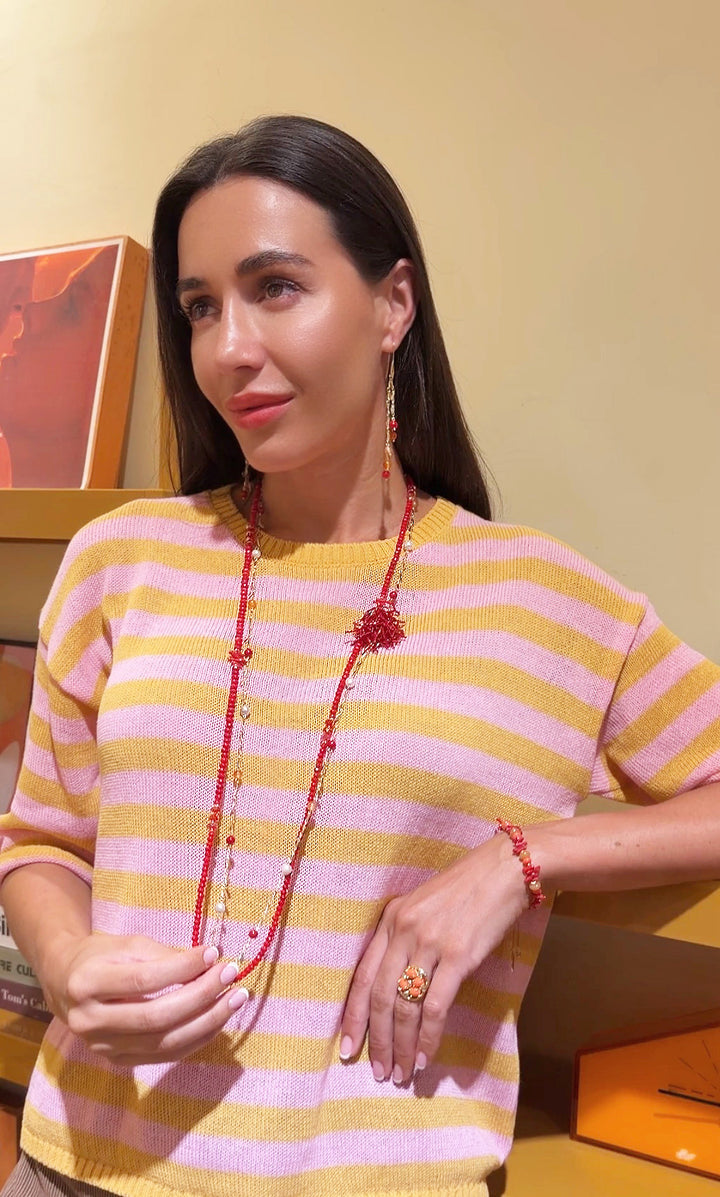 Red Bamboo Coral Orange Agate Drop Earrings SE004