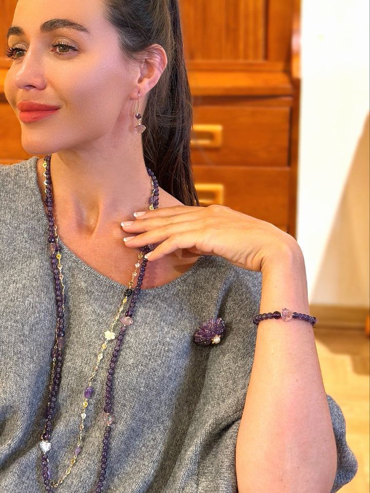 Amethyst With Purple Leaf Bracelet SB006