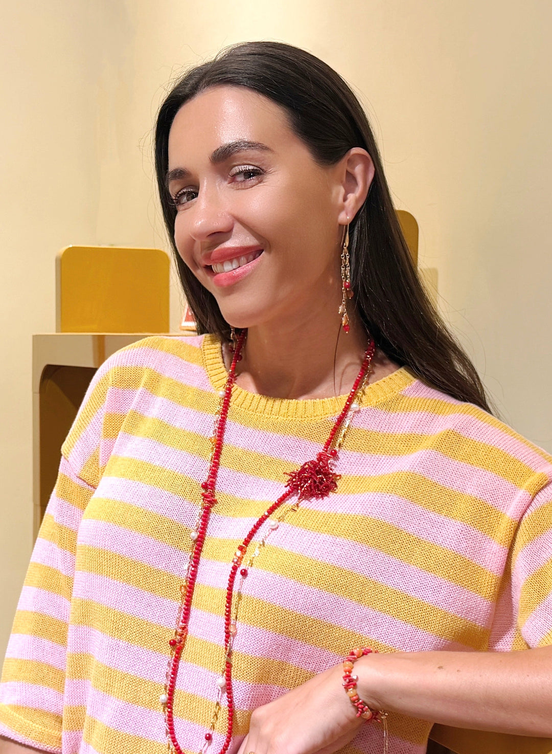 Red Bamboo Coral Orange Agate Drop Earrings SE004