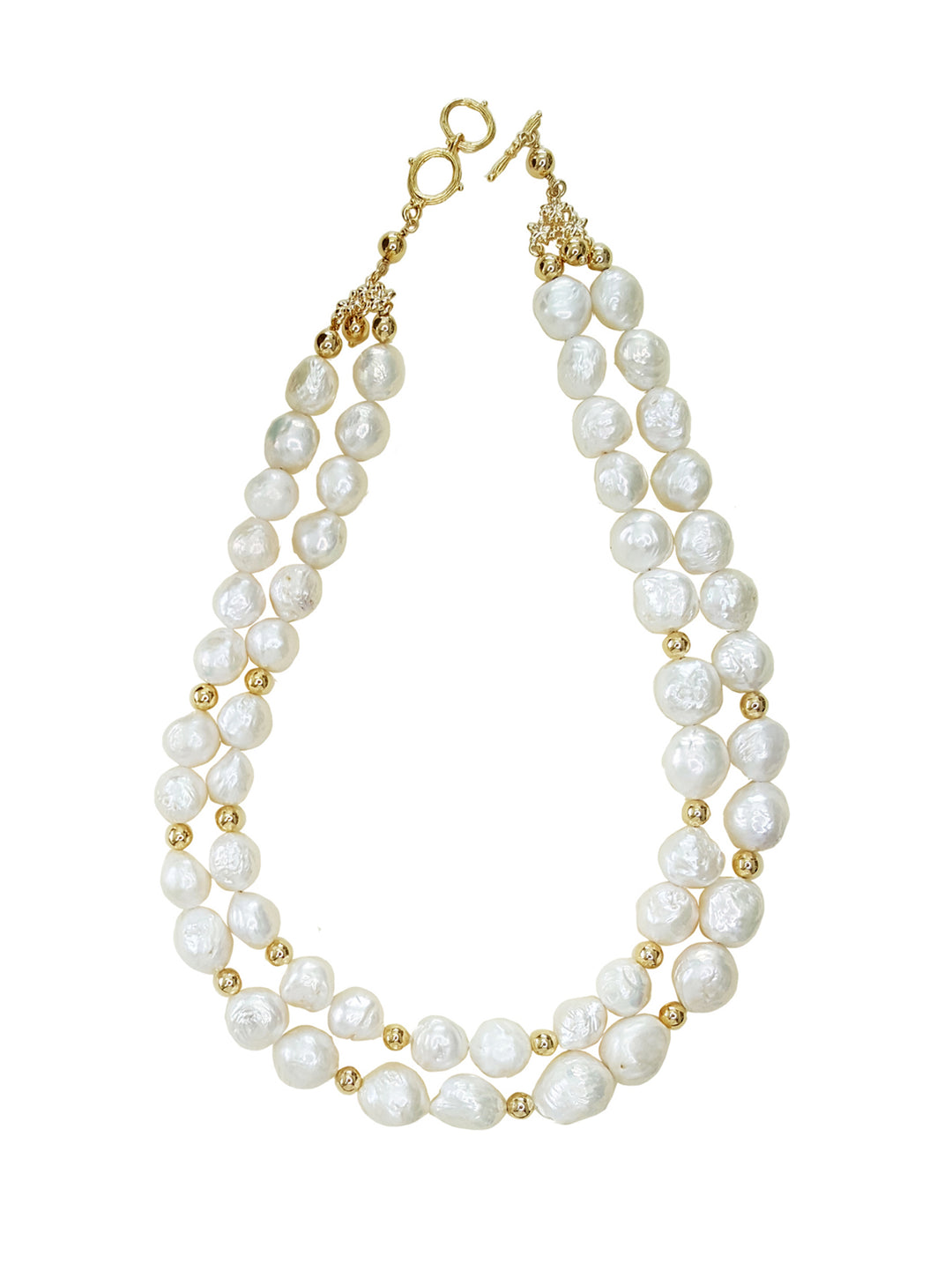 Irregular double layers white Freshwater pearls necklace IN013 - FARRA