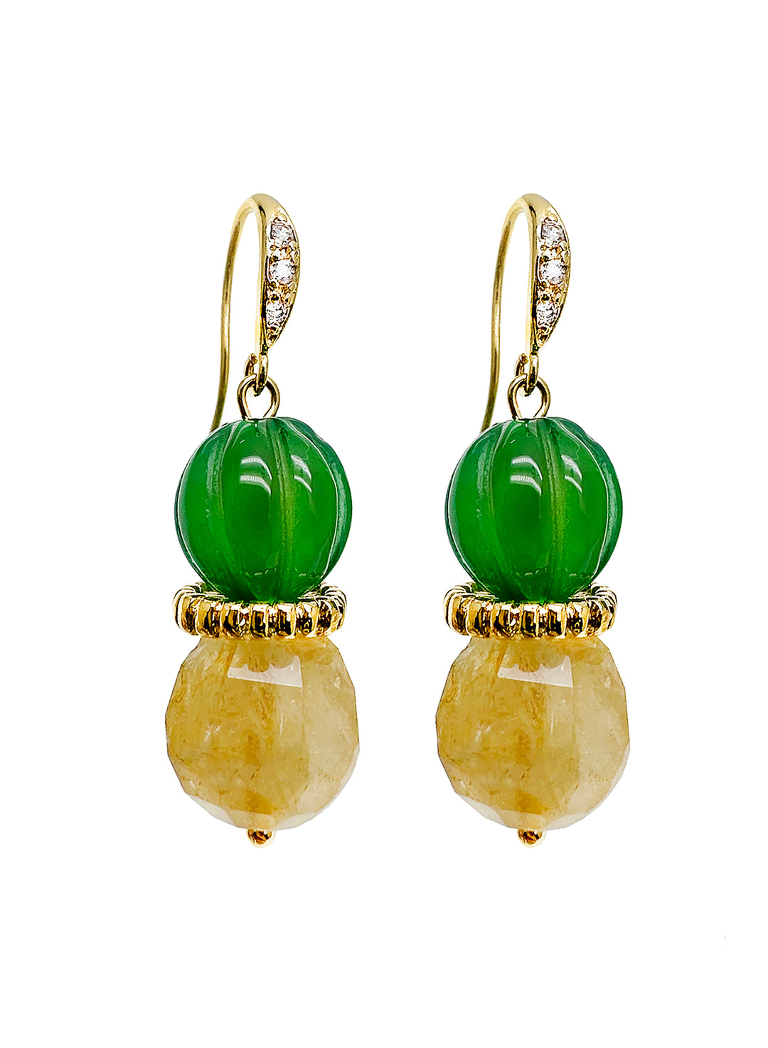 Citrine and Green Agate Earrings JE011 - FARRA