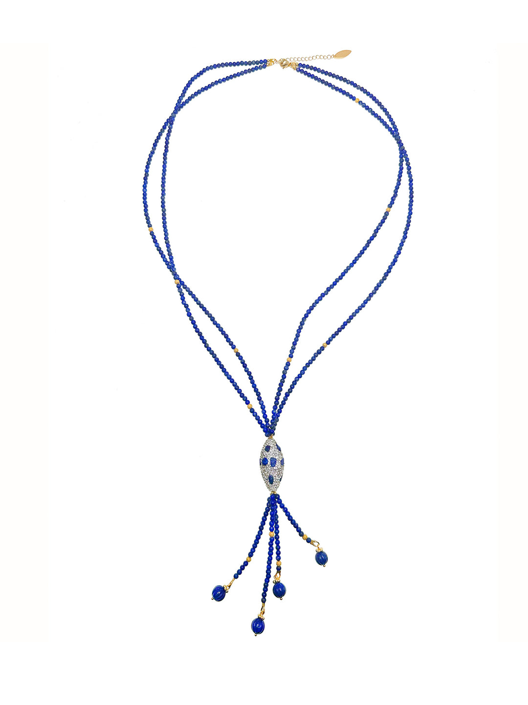 Y shaped Lapis with Rhinestone Necklace JN029 - FARRA