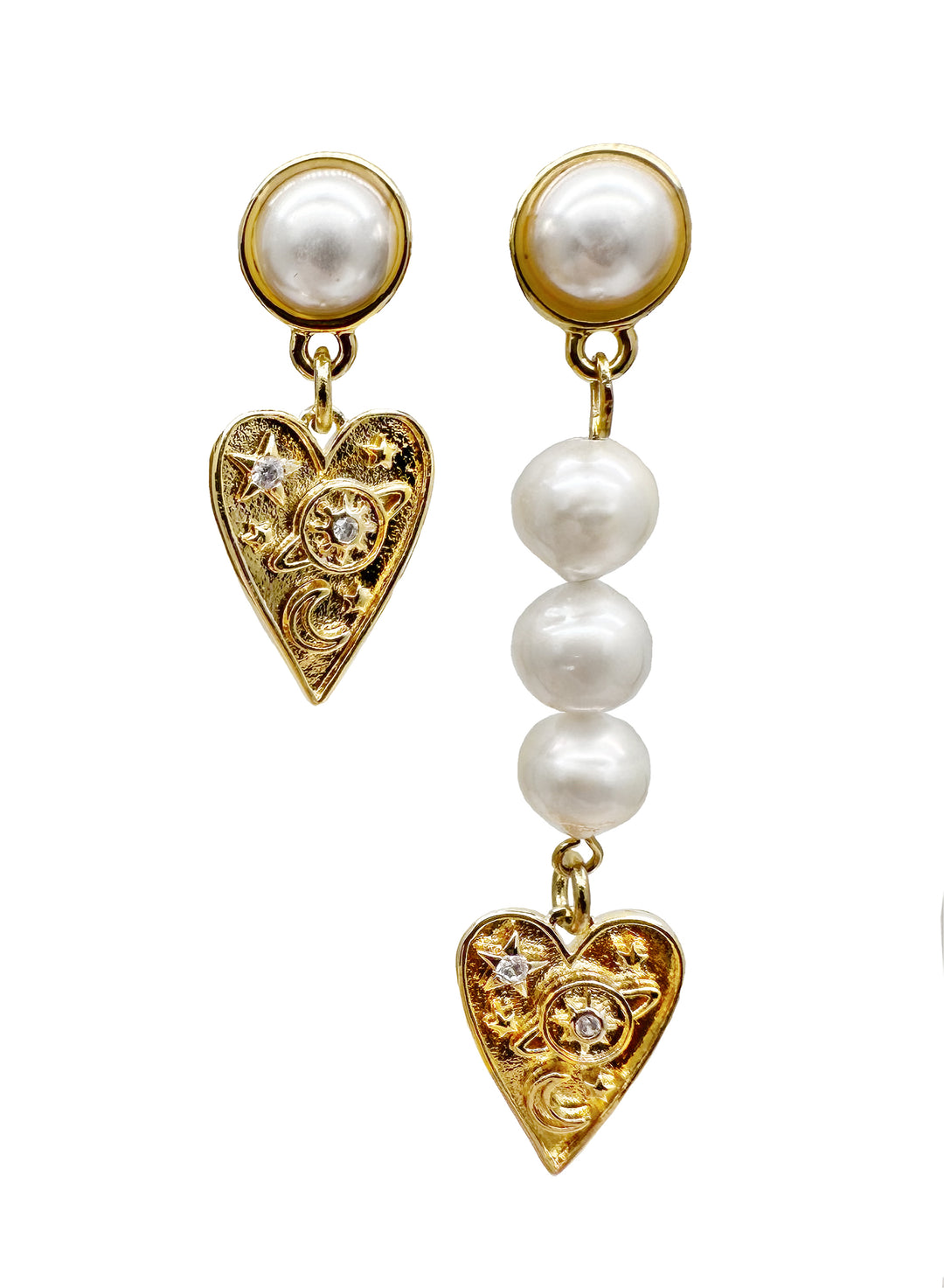 Freshwater Pearls Heart Shaped Charm Earrings KE005 - FARRA
