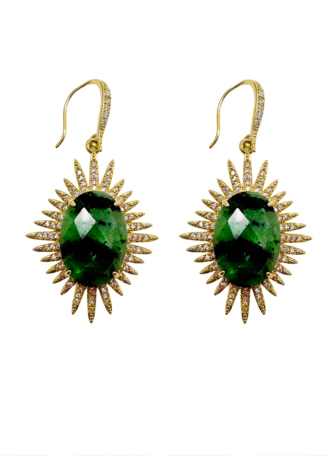 Green Zoisite Statement Earrings KE014 - FARRA