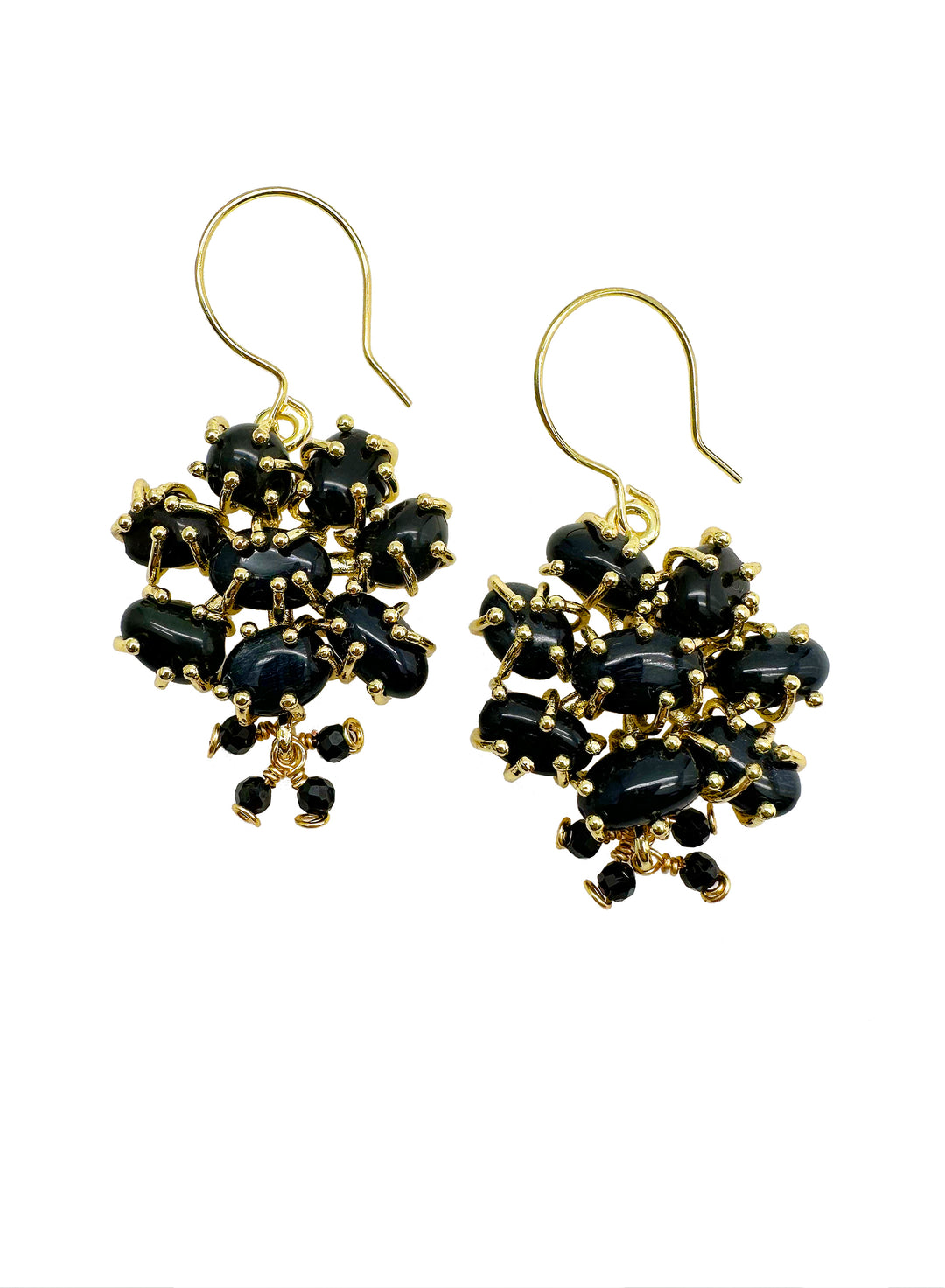 agate hook earrings, pendant, blue nacklace